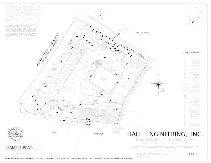 Hall Engineering Survey Plat by Smoky Mountain Land Surveying - Franklin, NC